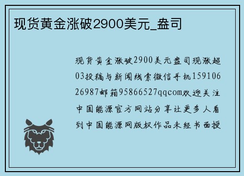 现货黄金涨破2900美元_盎司